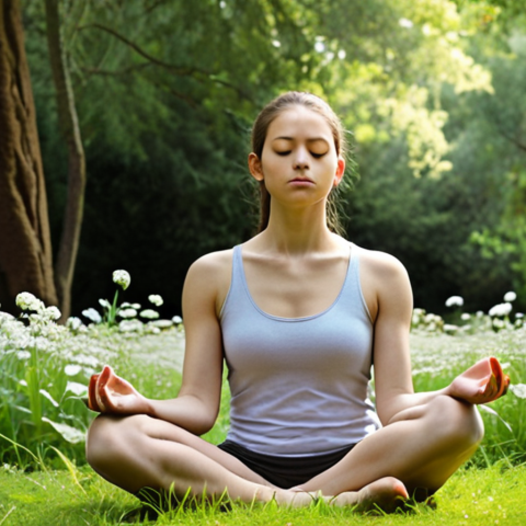 **Image Prompt:** A serene person meditating outdoors surrounded by nature (trees, flowers). Soft, natural lighting. Peaceful expression, embodying inner peace and mindfulness. Focus on detachment from worldly concerns.