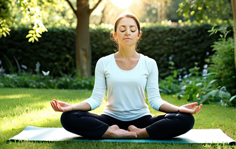 불교의 현대적 도전 - Mindfulness in Daily Life**

"A woman in a peaceful garden setting, fully clothed in modest, comfort...