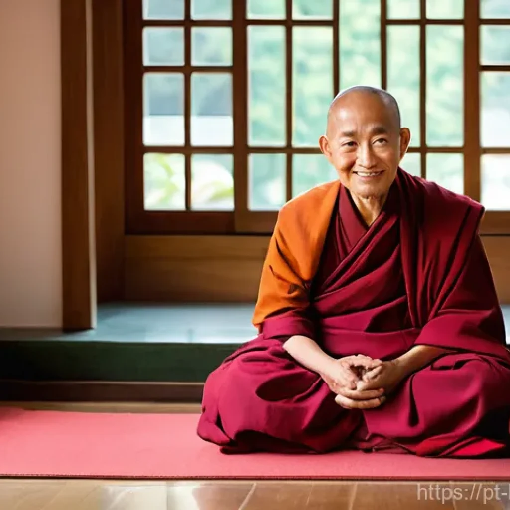 불교에서의 다문화 공존 - **Global Harmony and Ancient Wisdom**
A serene, wise elderly figure, possibly a Buddhist monk, w...