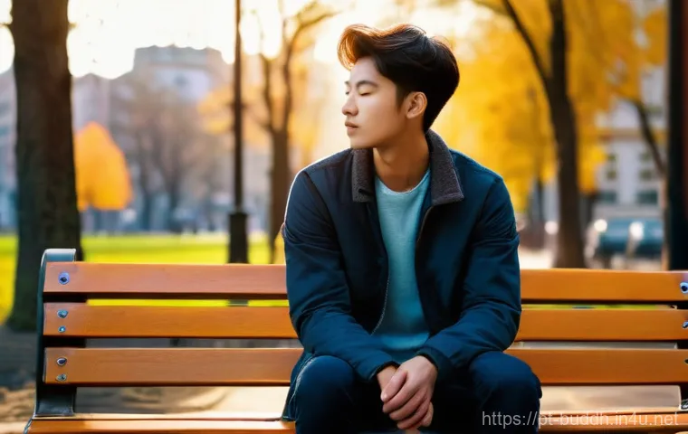 불교에서의 행복과 의미 - **Prompt:** A young adult, dressed in comfortable yet stylish contemporary casual clothing, sits ser...