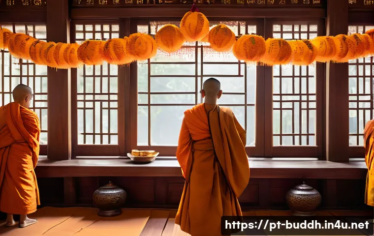 불교와 연극 - **Prompt: "A serene and mystical Buddhist temple ceremony is underway, capturing the essence of 'Cer...
