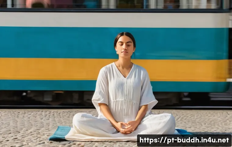 불교에서의 삶의 철학 - **Prompt:** A serene individual, appearing to be in their early thirties, of Portuguese descent, is ...